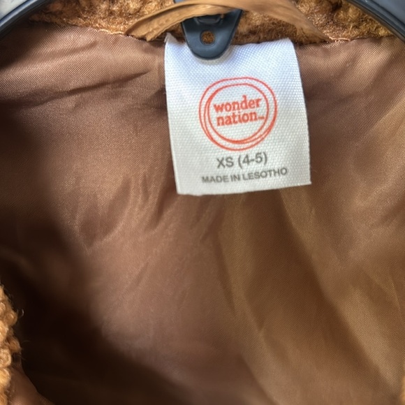 Wonder Nation Kids Brown Sherpa Teddy Button Down Coat Girls size 4-5 - Picture 6 of 11